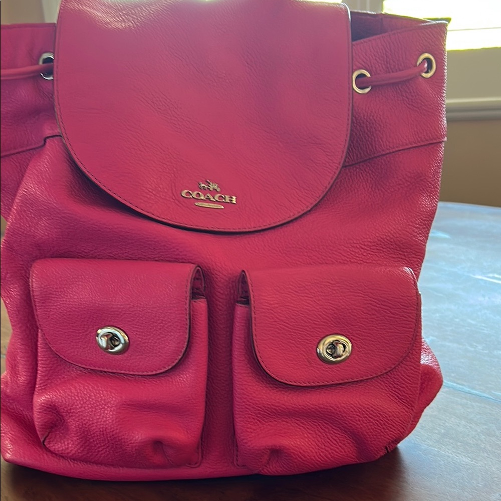 Coach Pink Leather Backpack